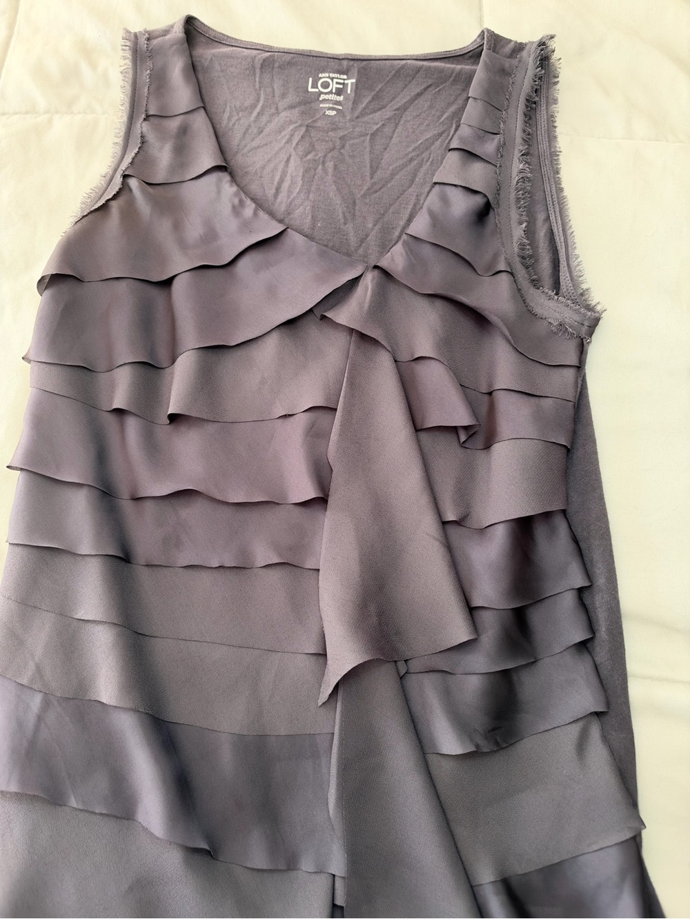 LOFT Lavender-Gray Ruffle V-Neck Sleeveless Camisole